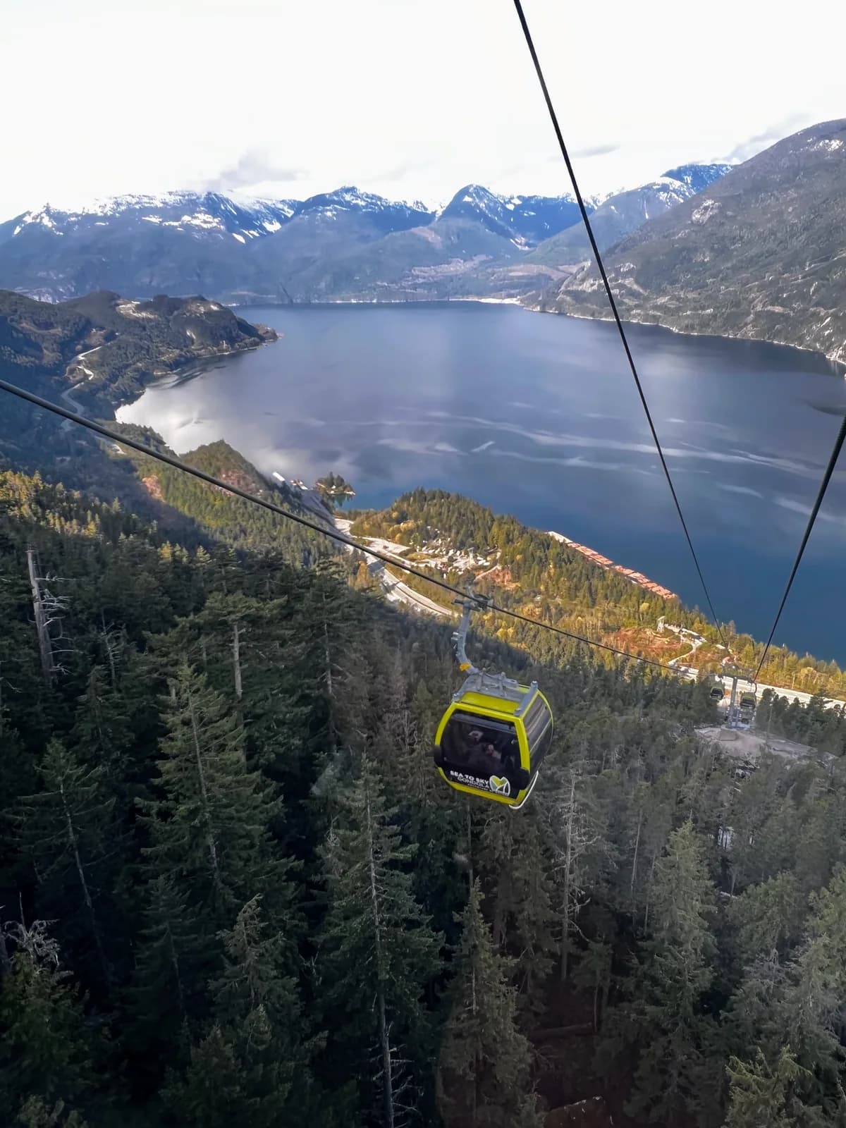 View from the top of the Sea to Sky Gondola over Howe Sound in Squamish