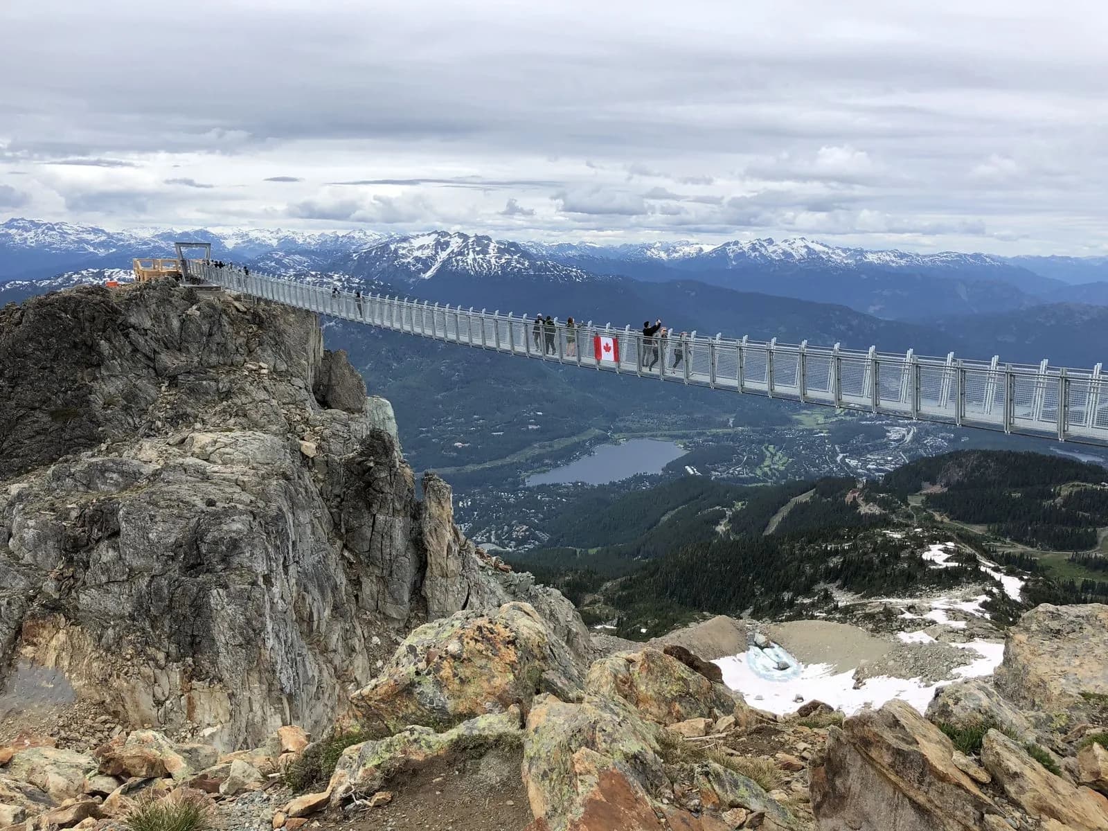 Suspension bridge at the top of Whistler Blackcomb, overlooking the mountains